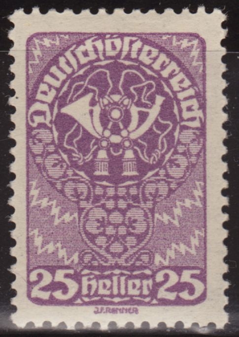 Austria 1919 Scott 210 Sello * Post Horn 25h Autriche Osterreich Preobliteré Matasello de Favor con charnela